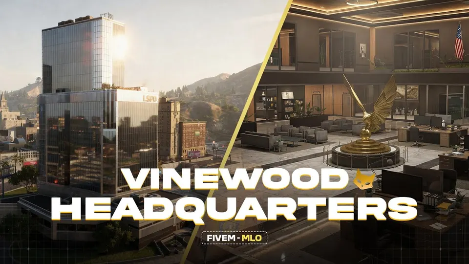 Vinewood Police HQ – Modular prévia do recurso FiveM